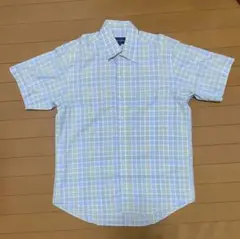 値下げ⭐︎MARIO VALENTINO半袖シャツ L 水色 グリーン チェック柄