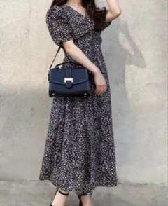 グレイル ニュアンス柄パワショルバックレースアップワンピース js01