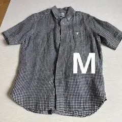 コーエン　ギンガムチェック　半袖シャツ　麻