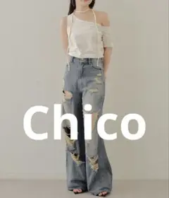 Chico チョーカー付ワンショルピグメントT セール　新品　ホワイト　Tシャツ