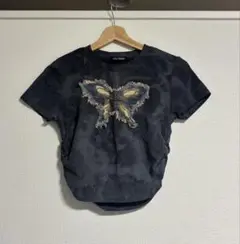 SpRay スプレイ バタフライ 半袖 トップス y2k 夏服 チビT 蝶々
