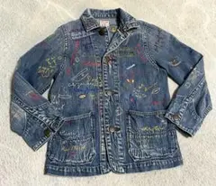 デニムダンガリー刺繍ジージャン110センチ