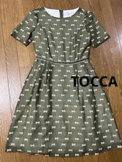 TOCCA トッカ　ワンピース リボン　ドット　ダークグリーン　2