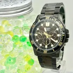 【美品/新品電池】 CASIO カシオ メンズ 腕時計 デイデイト ブラック