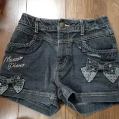 メゾピアノ　ショートパンツ　ハーフパンツ　ブラックデニム　グレー