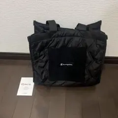 新品 ace エース Champion キルティングトートバッグ ブラック