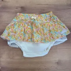 ベビー　ショートパンツ スカート風　フリル　オレンジ　カラフル　花柄　70 80