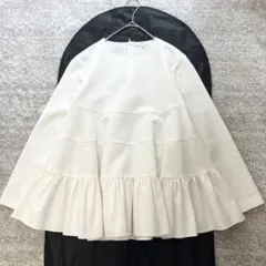 現行✨美品✨yori セレモニーティアードブラウス ホワイト 洗える 長袖 伸縮