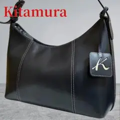 Kitamura キタムラ ハンドバッグ Kロゴ チャーム ワンショルダー 紺