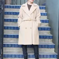 MAX MARA マックスマーラ白タグカシミヤ混ウールベルテッドコート