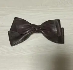バレッタ　茶色　リボン