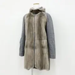 33g26《美品》ブルネロクチネリ フードコート ジップコート LLレディース