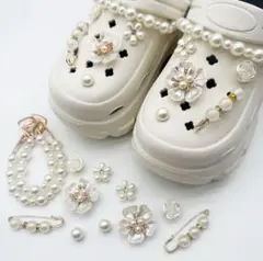 クロックス ジビッツ パール 花 ピン 上品 かわいい カスタム セット 韓国