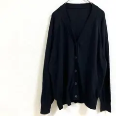 C2783 無印良品　カーディガン（L）綿100% Vネック　黒