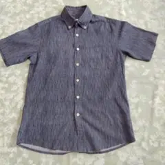 UNITED 半袖ボタンダウンシャツ L ダークブルー