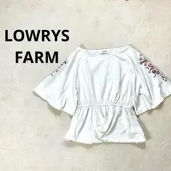 【ローリーズファーム】M 刺繍入り五部袖チュニック　ドルマンフレア　ホワイト