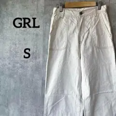 グレイル ワークパンツ ストレートパンツ ステッチかわいい S 白 コットン