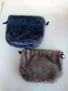 （4188）ふわふわ　巾着ポーチ　2個セット