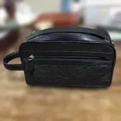 ブラックレザー クラッチバッグ オーストリッチ　オリジナル
