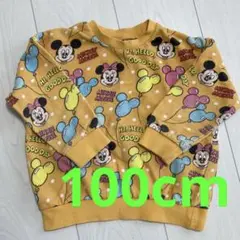 ディズニー　しまむら　コラボ長袖トレーナー　100 黄色　ミッキー　風船　レトロ