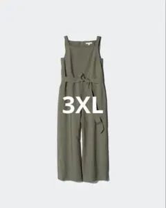 ユニクロ リネンブレンドジャンプスーツ オリーブ 3XL