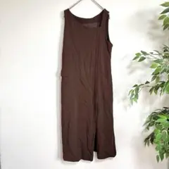 GLANNI LO GIVDICE ノースリーブ ワンピース　スリット　茶　S