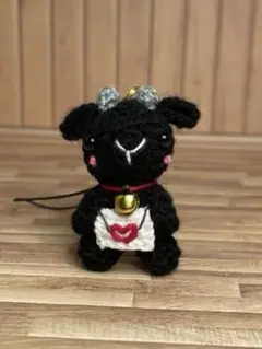 あみぐるみ　黒ヤギさんお手紙ストラップ