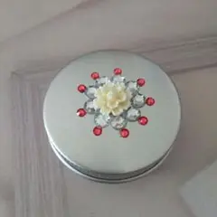 【ハンドメイド 】小物入れ オレンジ スワロフスキー
