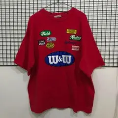 SJ90 makesstyle tee コットン 刺繍　ロゴ　プリント　レッド