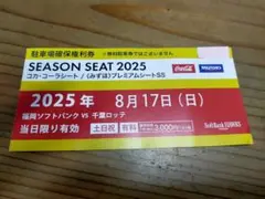 PayPayドーム駐車場 確保権利券 8月17日(日)