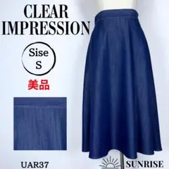 ★美品★ クリアインプレッション ひざ丈 フレアスカート ネイビー Sサイズ