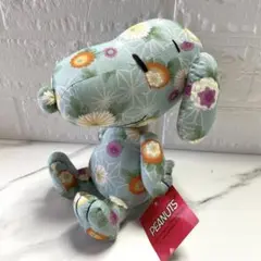 スヌーピー　ぬいぐるみ　花柄　和柄　ブルー　20cm 匿名配送