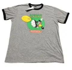 Mサイズ ミッキーマウス ラグビー Tシャツ グレー