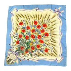 【SALE】グッチ スカーフ フローラ 花柄 シルク ライトブルー系 2Q5