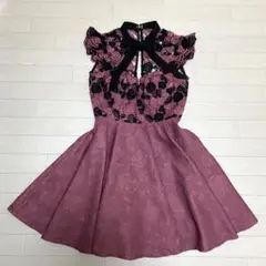 ❥ ROBE de FLEURS ドレスワンピース 総レース ジャガード ピンク
