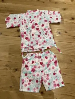 花柄甚平 104サイズ 水色とピンク