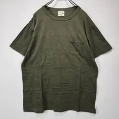 ALPHA　半袖　Tシャツ　XL　シンプル　ワンポイント　ロゴ　ポケT　グリーン
