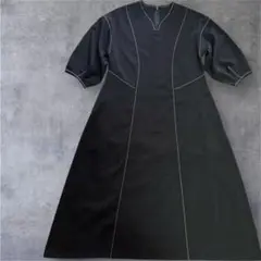 イデアクチュール　ブラック ステッチAライン ワンピース Lサイズ