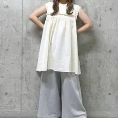 LOWRYS FARM ピグメントキリカエチュニック ロング　L アイボリー