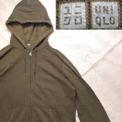 ユニクロ　UNIQLO　パーカー　ダブルジッパー式　オリーブグリーン