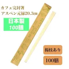 九州紙工 クラフト紙完封箸「カフェ」グリーン 割り箸 100膳 アスペン元禄