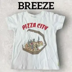 BREEZE キッズ 半袖 Tシャツ (110) ホワイト PIZZA CITY