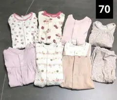 70サイズ 女の子用ロンパース＆パジャマセット売り