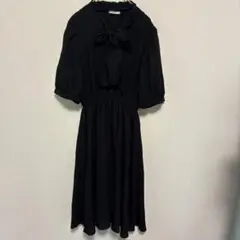 ブラック ボウタイリボン付きワンピース Mサイズ