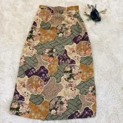 和風✨花柄タイトスカート 和柄 ロング丈 レトロ古着 ハンドメイド