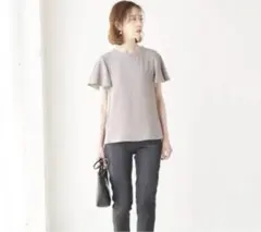 フレア袖 グレー ブラウス