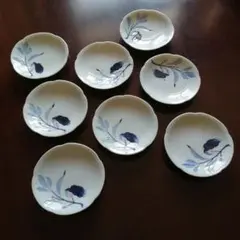 統制陶器　岐1093　輪花縁小皿　8枚　12.5cm　戦中