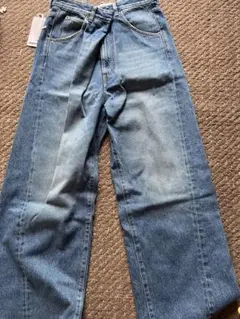値下:DARKPARK inesワイドジーンズ　25 DARKPARK】INES FOLD OVER DENIM ASIAN FIT LENGTH／ワイド