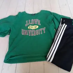 J.LOVE 大学風プリント Tシャツ 160cm グリーン