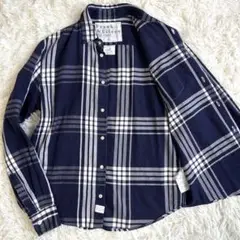 【美品】フランク&アイリーン LUKE 長袖シャツ コットン ネイビー XXS